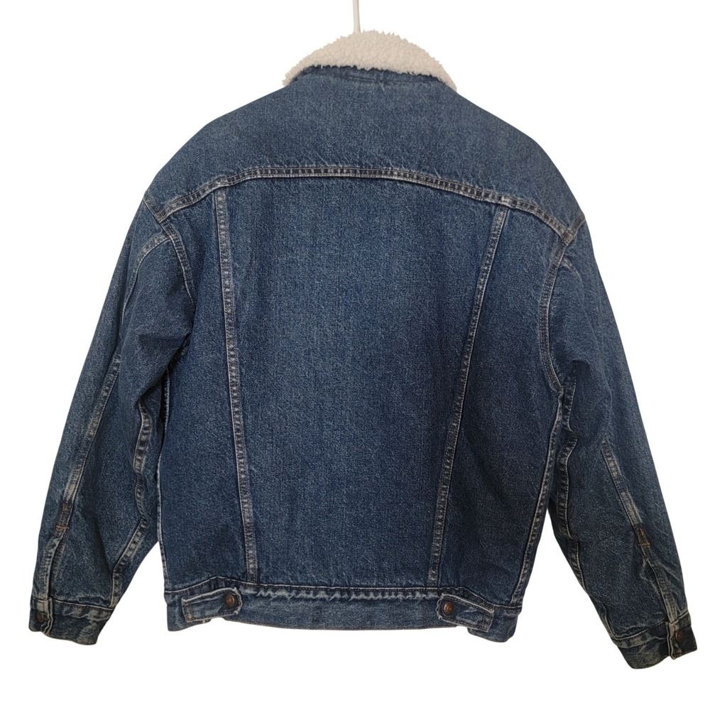 Vintage 90s Levi's Denim Trucker Jacket Sherpa Lined Jean Jacket Winter Medium - Picture 2 of 16